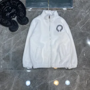 Reps Chrome Hearts Coat White Silk Wool Lambswool Alpaca High-End Quality Winter Slim Fit Embroidery