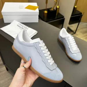 Luxury Margiela Skate Shoes Red Genuine Leather Top-Grain Cowhide Sheepskin Suede Patchwork Rubber Raw Patch