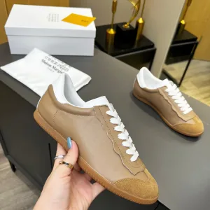 AAA Margiela Skate Shoes Red Genuine Leather Top-Grain Cowhide Sheepskin Suede Patchwork Rubber Raw Patch