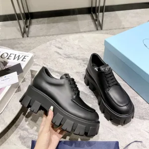 Super Clone Reps Prada Leather Shoes Red Silk Sheepskin Patent Soft Autumn Winter