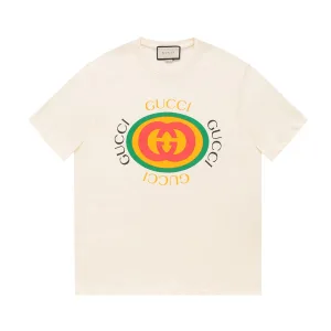 Reps Gucci Short-Sleeved T-Shirt Ash Cotton Plain Weave Ribbed Fabric Exquisite Workmanship