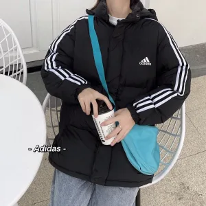Luxury Super Clone Adidas Cotton-Padded Coat Red Down Waterproof Design High-Quality Materials Winter