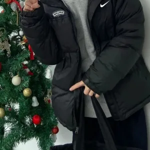 Designer Nike Down Jacket Black Duck Lace Embroidery