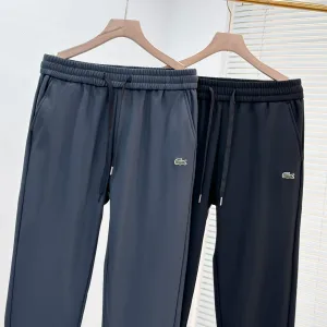 High Quality Lacoste Trousers Ash Silk Velvet Fleece Milk Autumn Winter And Slim Fit Embroidery