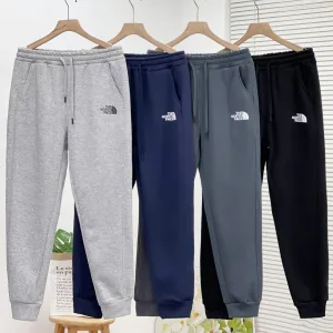 Designer North Sweatpants Red Cotton Pure Fleece Fabric Winter 3D Logo