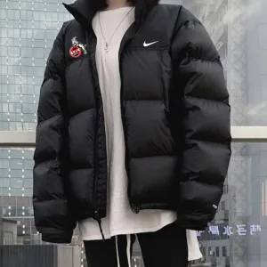 Reps Luxury Nike Down Jacket Black Duck Lace Embroidery