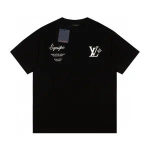 AAA Louis Vuitton Short Sleeves Black Cotton Pure Smooth To The Touch