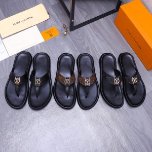 Designer Aaa Louis Vuitton Leather Slippers
