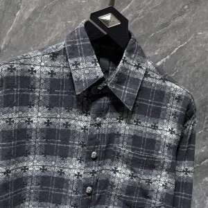 AAA Designer Chrome Hearts Shirts Blue Sheepskin Autumn Winter Patch