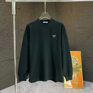 Designer Prada Long-Sleeved T-Shirt Black Autumn Winter