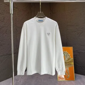 Designer Prada Long-Sleeved T-Shirt Black Autumn Winter