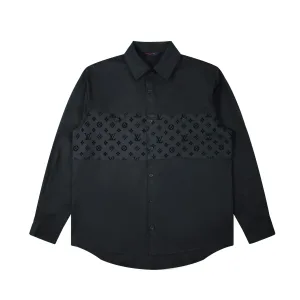 High Quality AAA Louis Vuitton Shirt Black Clean Cut Patch