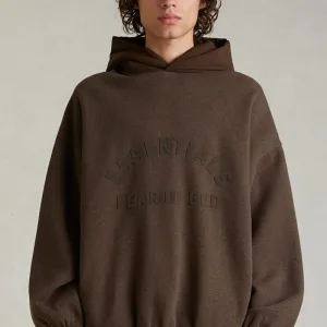 Reps Luxury Fear Of God Hoodies Red Cotton Polyester Nylon Spandex Fleece Ribbed Fabric Autumn Winter Hidden Pocket