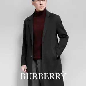 Designer Burberry Coat Red Eva Wool Lace Autumn Winter And