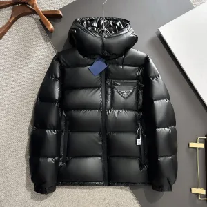 Super Clone Prada Down Jacket Red Goose Duck Nylon Premium Quality Zippered Pocket