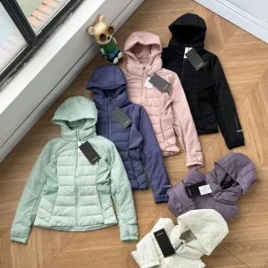 High Quality Reps Lululemon Coat Red Neutral Feather Duck Down Denim Autumn Winter And Matte Fabric Slim Fit 3D Logo Side Pockets