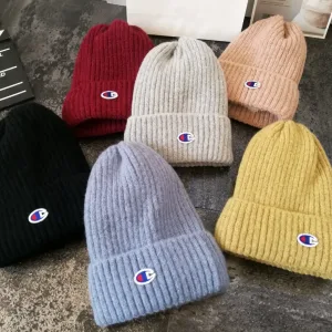 High Quality Designer Champion Wool Hat Yellow Cashmere Fleece Coral Winter