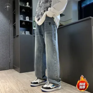 Reps Super Clone Chrome Hearts Jeans Yellow Fleece Denim Retro Blue