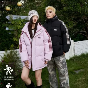 AAA Adidas Cotton-Padded Coat Red Cotton Down Microfiber Fleece Exquisite Workmanship Winter
