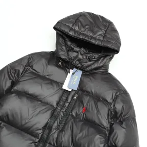 Designer High Quality Ralph Lauren Jacket Black Down Fleece Patent Leather Winter