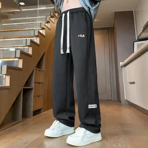 Luxury Fila Sweatpants Red Easy To Match Simple And Elegant Spring Autumn Slimming Cut