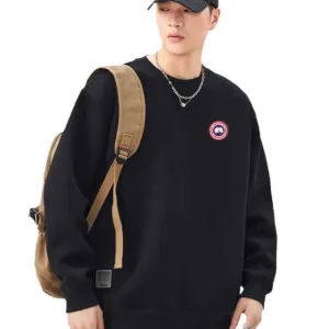 AAA Super Clone Canada Goose Hoodie Black Cotton Imitation Fleece Simple Style