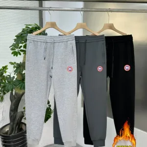 AAA Luxury Canada Goose Sweatpants Red Cotton Fleece Fabric Visually Slimming Autumn Winter