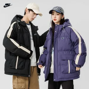 Luxury Nike Outerwear Red Cotton Down Woven Fabric Jacquard