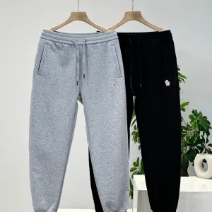 Reps Luxury Moncler Casual Pants Red Cotton Pure Fleece Fabric Autumn Winter Slim Fit Zippered Pocket