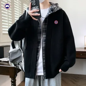 Designer High Quality Canada Goose Coat Red Patch Plaid Patchwork
