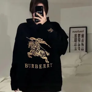 Reps AAA Burberry Hoodie Red Double-Sided Fabric Winter Embroidery