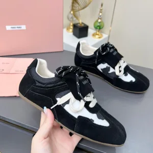 Luxury High Quality Miu Sneakers Red Deerskin Rubber Outsole Easy To Match Spring Summer And Early