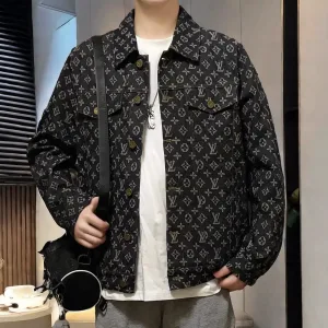 Luxury Louis Vuitton Coat Red Jacquard