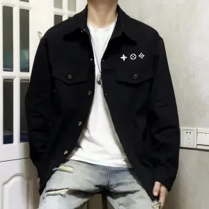 High Quality Louis Vuitton Jacket Red Denim Relaxed Fit Embroidery