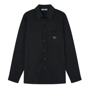 AAA Designer Prada Long-Sleeved Shirt Black Nylon Stylish And Simple