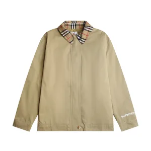 High Quality Burberry Coat Color Patch Plaid Patchwork Work Collar