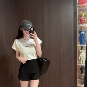 Designer Luxury Saint Laurent Velvet Short-Sleeved Shirts