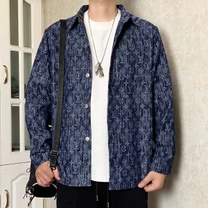 Luxury Louis Vuitton Jacket Blue Jacquard Denim