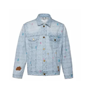AAA High Quality Louis Vuitton Jacket Red Twill Jacquard Denim Pattern Embroidery Patch