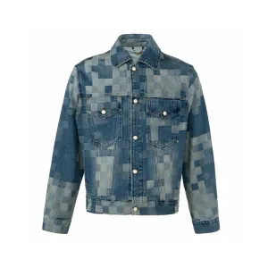 High Quality AAA Louis Vuitton Jacket Red Cotton Twill Jacquard Lace Denim Pattern Hand-Sewn Buttons