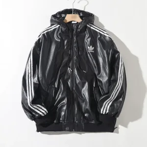 Luxury High Quality Adidas Coat Red Sheepskin Pu Leather Imitation