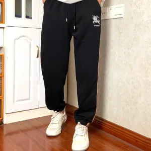 Luxury Designer Burberry Sweatpants Red Double-Sided Fabric Winter