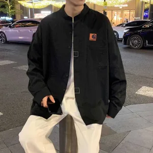 High Quality Super Clone Carhartt Long-Sleeved Shirt Ash Cotton Down Quick-Drying Minimalist Style Spring Autumn