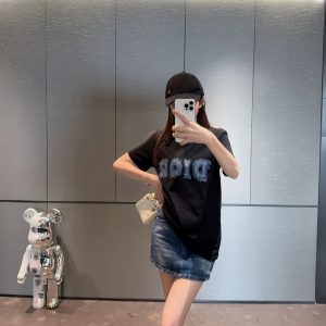 Luxury Aaa Dior Stone Short Sleeves