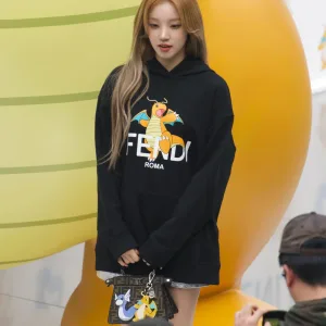 Super Clone High Quality Fendi Hoodie Red Double-Sided Fabric