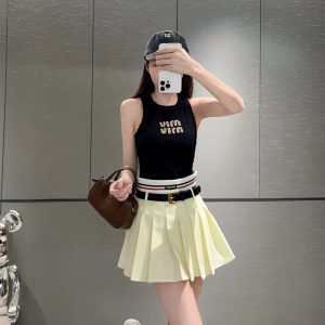 1:1 Luxury Miu Miu Pleated Skirt For Spring