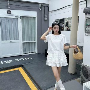 Luxury Miu Miu Lace Short Sleeves