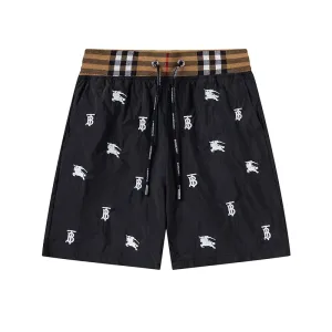 Super Clone High Quality Burberry Beach Shorts Black Mesh Embroidery