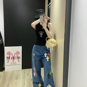 Designer High Quality Chrome Hearts Leather Jeans