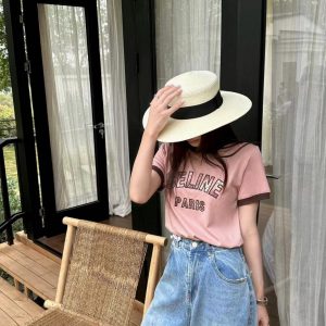 Luxury High Quality Celine Plaid Short Sleeves